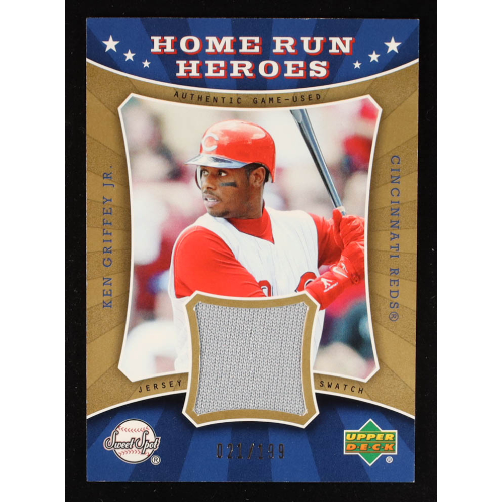 Ken Griffey Jr. 2004 Sweet Spot Home Run Heroes Jersey #HRKG Bat Up #021/199 at PristineAuction.com
