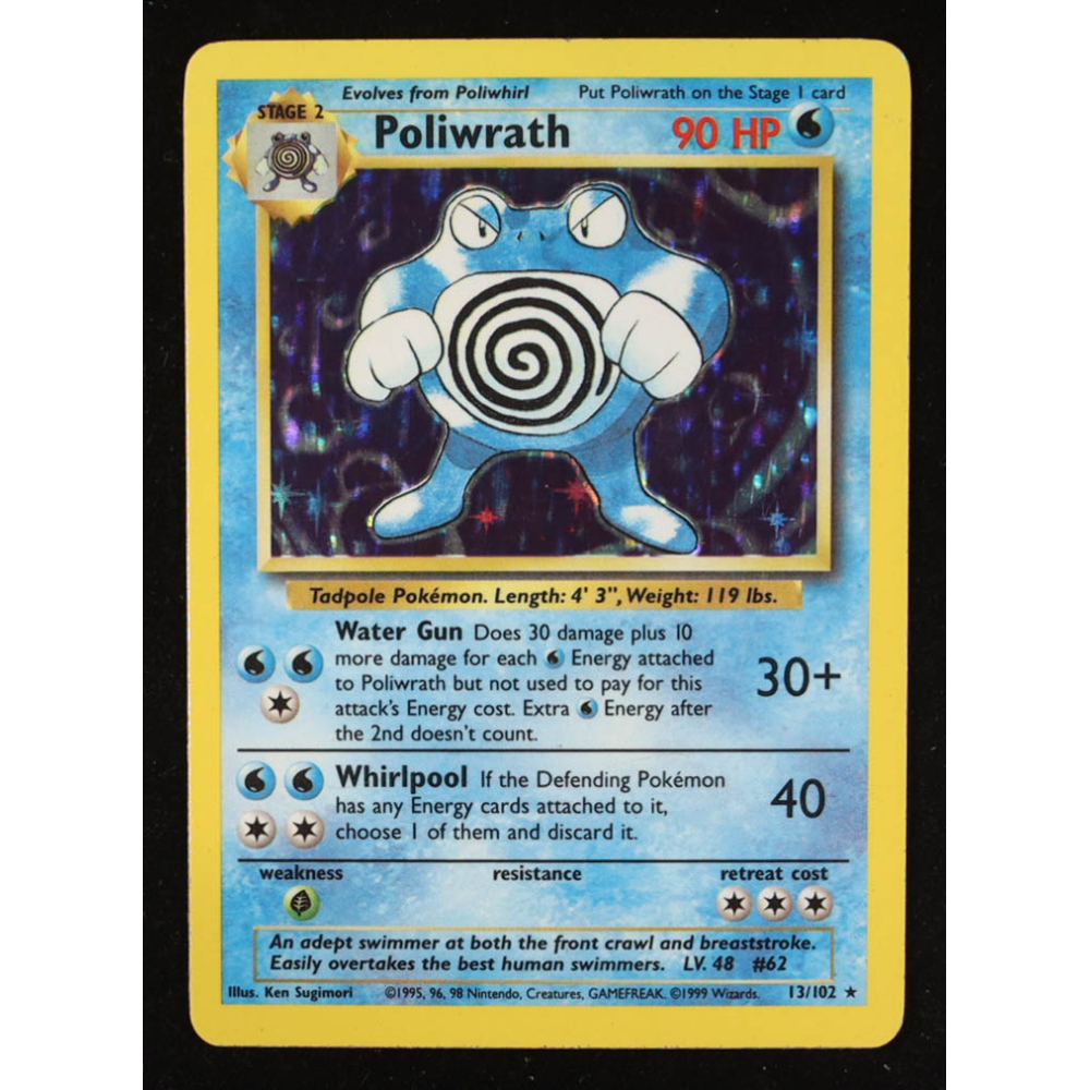 Poliwrath HOLO R 1999 Pokemon Base Unlimited #13 at PristineAuction.com