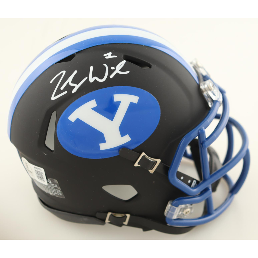 Zach Wilson Signed BYU Cougars Matte Black Speed Mini Helmet (Beckett) at PristineAuction.com