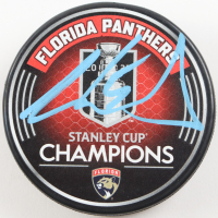 Aaron Ekblad Signed Panthers Logo Hockey Puck (JSA) at PristineAuction.com