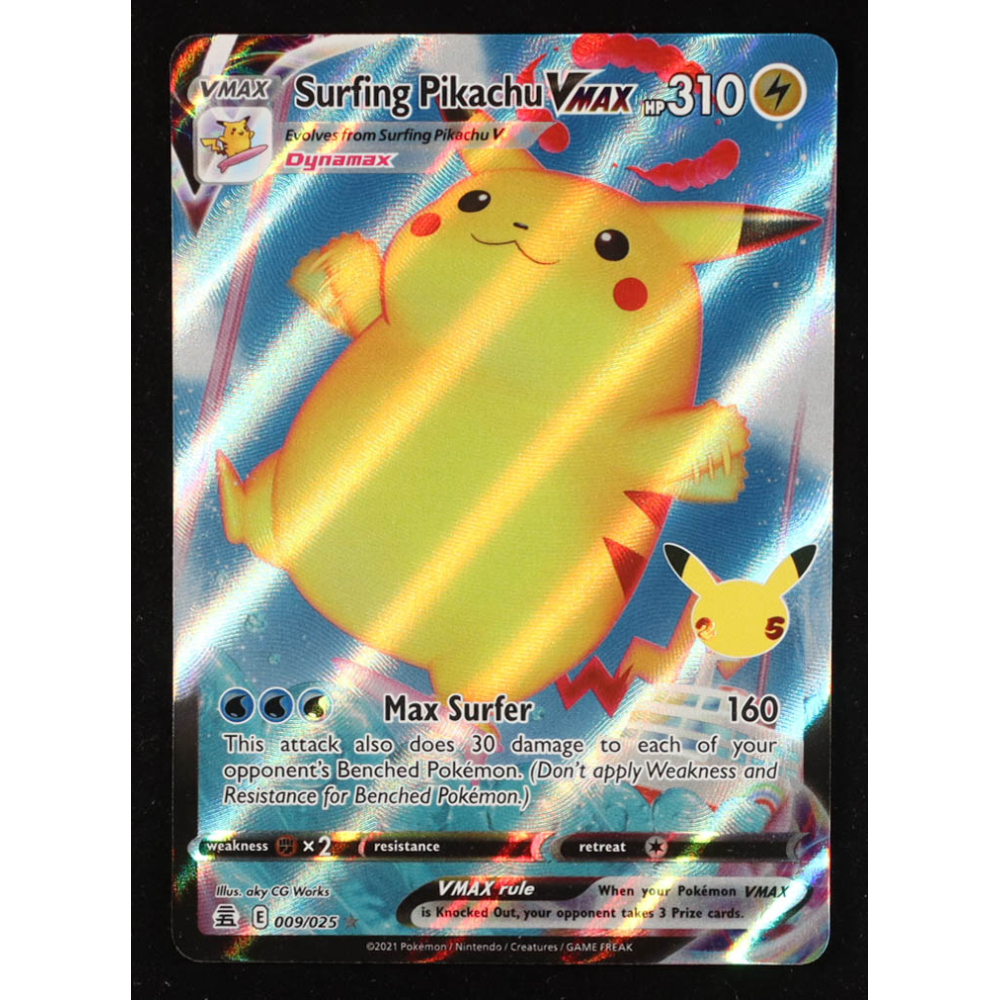 Surfing Pikachu VMAX R 2021 Pokemon Celebrations #9 at PristineAuction.com