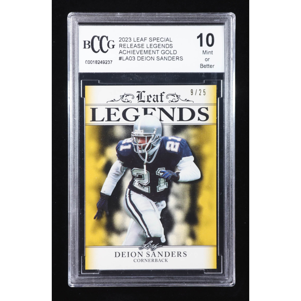 Deion Sanders 2023 Leaf Special Release Legends Achievement Gold #LA03 #9/25 (BCCG 10) at PristineAuction.com
