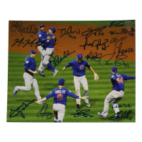 2016 World Series Champion Chicago Cubs 8x10 Photo Signed by (17) with Aroldis Chapman, Jose Flores, Mike Borzello, John Baker (Beckett) at PristineAuction.com