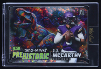 JJ McCarthy 2024 Wild Card Alumination Dino-Might Prehistoric Disco T-Rex #JM RC #1/1 at PristineAuction.com