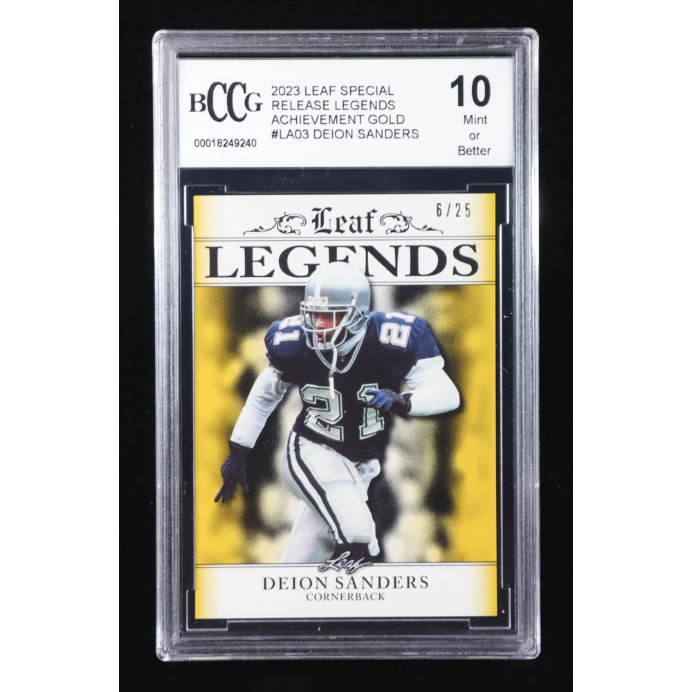 Deion Sanders 2023 Leaf Special Release Legends Achievement Gold #LA03 #6/25 (BCCG 10) at PristineAuction.com