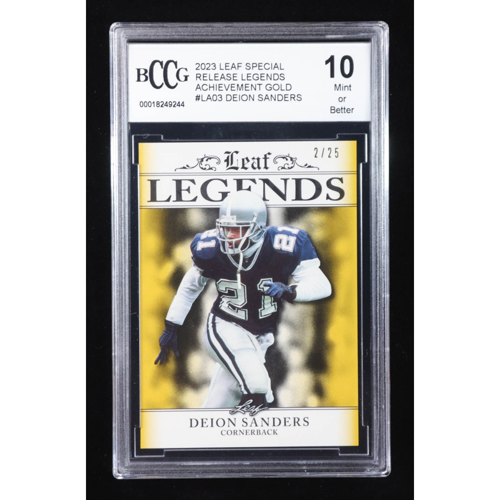Deion Sanders 2023 Leaf Special Release Legends Achievement Gold #LA03 #2/25 (BCCG 10) at PristineAuction.com