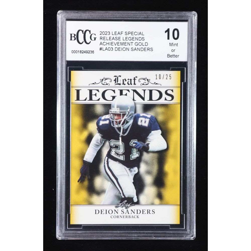 Deion Sanders 2023 Leaf Special Release Legends Achievement Gold #LA03 #10/25 (BCCG 10) at PristineAuction.com