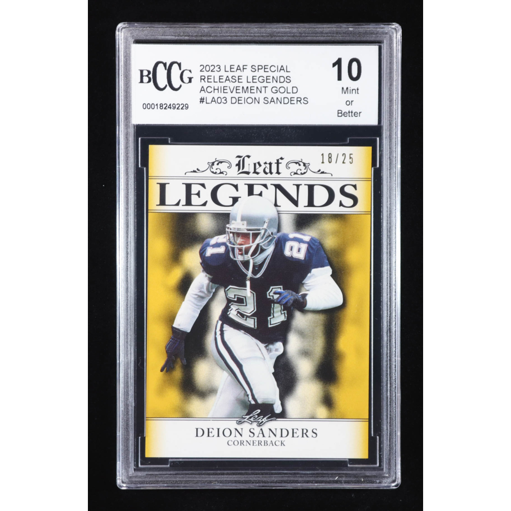 Deion Sanders 2023 Leaf Special Release Legends Achievement Gold #LA03 #18/25 (BCCG 10) at PristineAuction.com