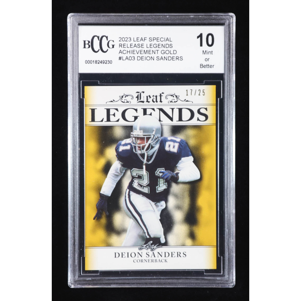 Deion Sanders 2023 Leaf Special Release Legends Achievement Gold #LA03 #17/25 (BCCG 10) at PristineAuction.com