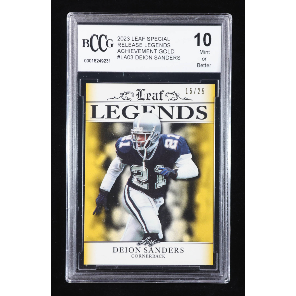 Deion Sanders 2023 Leaf Special Release Legends Achievement Gold #LA03 #15/25 (BCCG 10) at PristineAuction.com