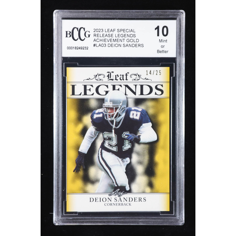 Deion Sanders 2023 Leaf Special Release Legends Achievement Gold #LA03 #14/25 (BCCG 10) at PristineAuction.com