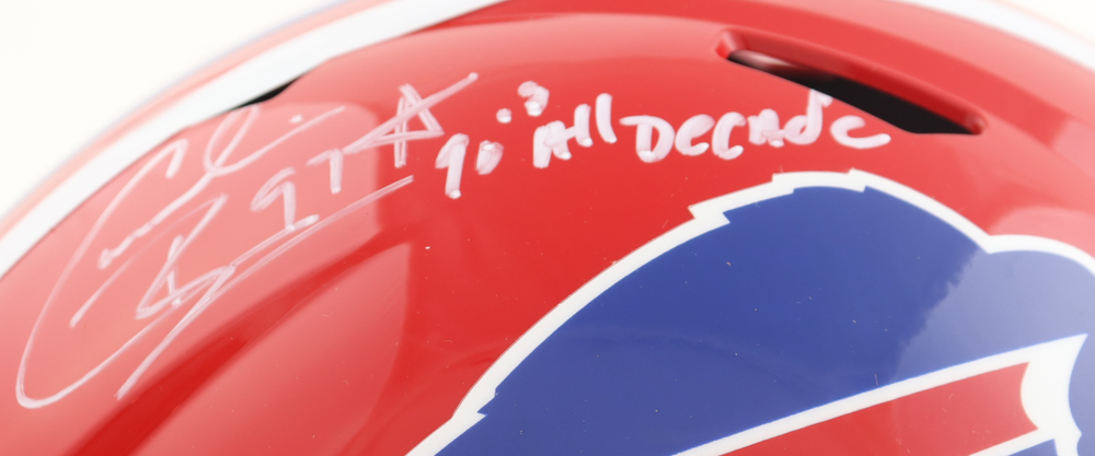 Cornelius Bennett Signed Bills Full-Size Speed Helmet Inscribed "90s All Decade" (JSA) at PristineAuction.com Cornelius Bennett Signed Bills Full-Size Speed Helmet Inscribed "90s All Decade" (JSA) at PristineAuction.com