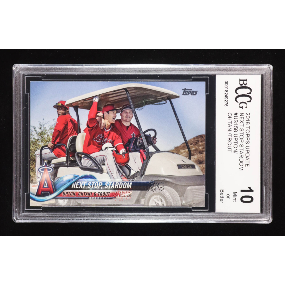Shohei Ohtani RC / Mike Trout / Justin Upton 2018 Topps Update #US158 / Next Stop, Stardom (BCCG 10) at PristineAuction.com