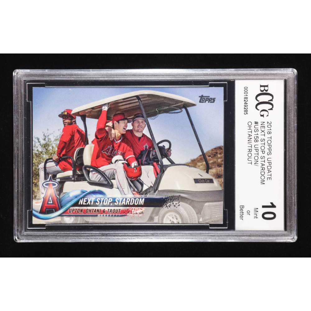Shohei Ohtani RC / Mike Trout / Justin Upton 2018 Topps Update #US158 / Next Stop, Stardom (BCCG 10) at PristineAuction.com