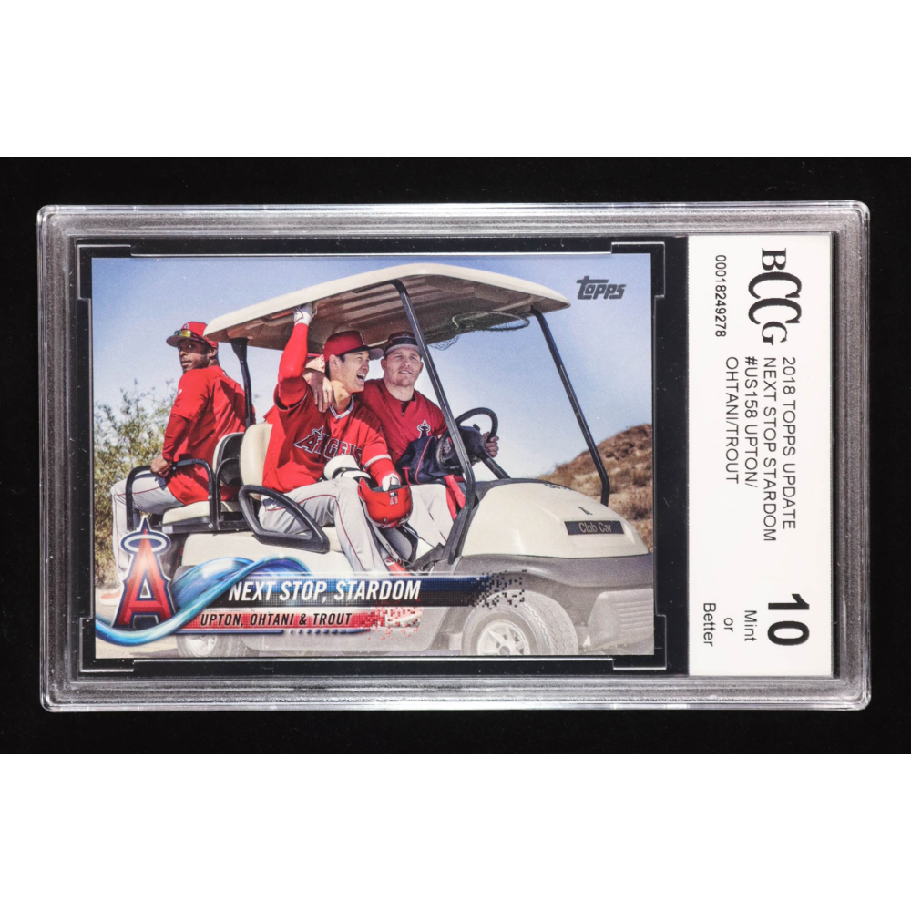 Shohei Ohtani RC / Mike Trout / Justin Upton 2018 Topps Update #US158 / Next Stop, Stardom (BCCG 10) at PristineAuction.com