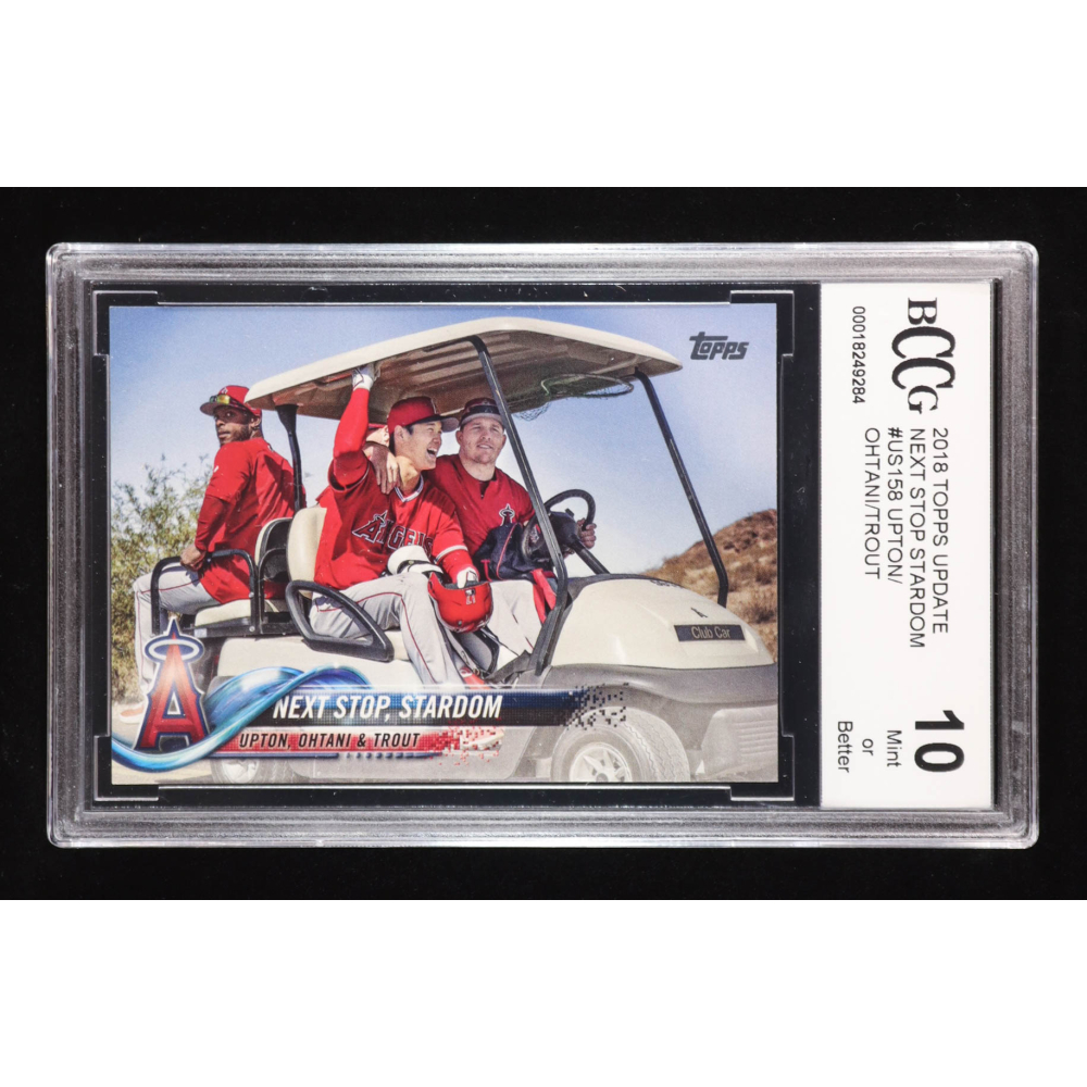Shohei Ohtani RC / Mike Trout / Justin Upton 2018 Topps Update #US158 / Next Stop, Stardom (BCCG 10) at PristineAuction.com