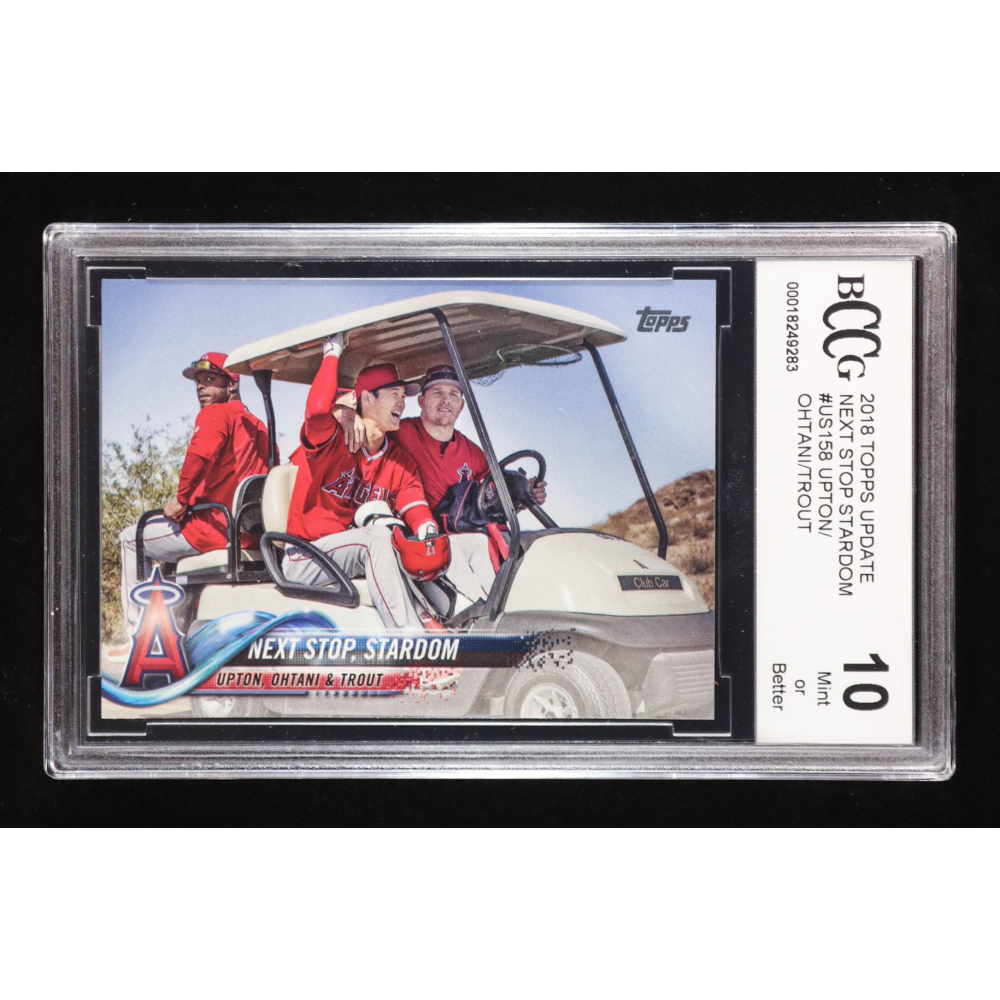 Shohei Ohtani RC / Mike Trout / Justin Upton 2018 Topps Update #US158 / Next Stop, Stardom (BCCG 10) at PristineAuction.com