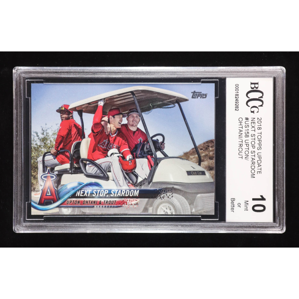 Shohei Ohtani RC / Mike Trout / Justin Upton 2018 Topps Update #US158 / Next Stop, Stardom (BCCG 10) at PristineAuction.com