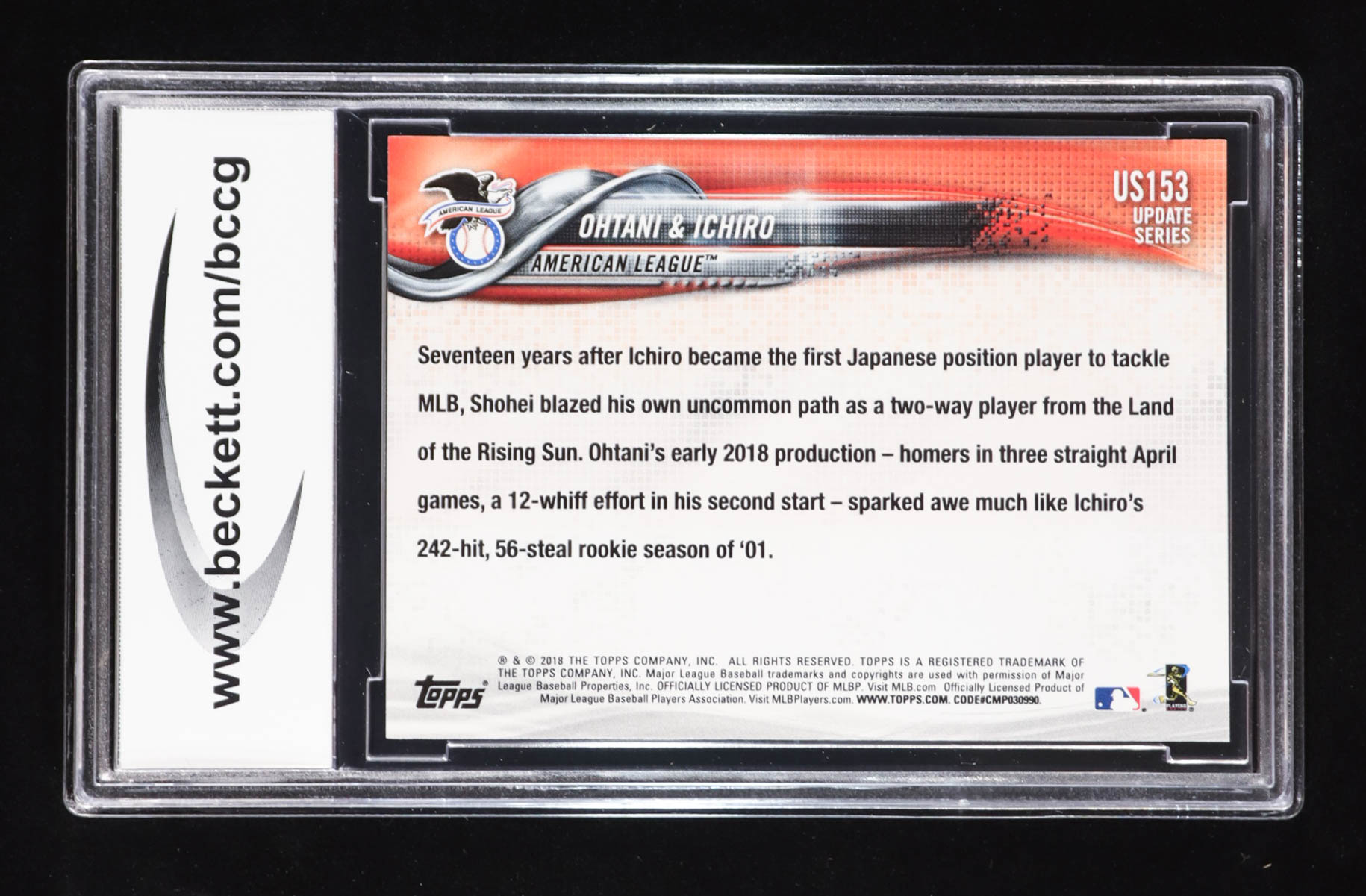 その他 2018 topps update 153 2018 Topps Update Shohei Ohtani & Ichiro #US153 PSA 10