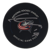Adam Fantilli Signed Blue Jackets Logo Hockey Puck (JSA) at PristineAuction.com