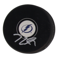 Jake Guentzel Signed Lightning Logo Hockey Puck (JSA) at PristineAuction.com