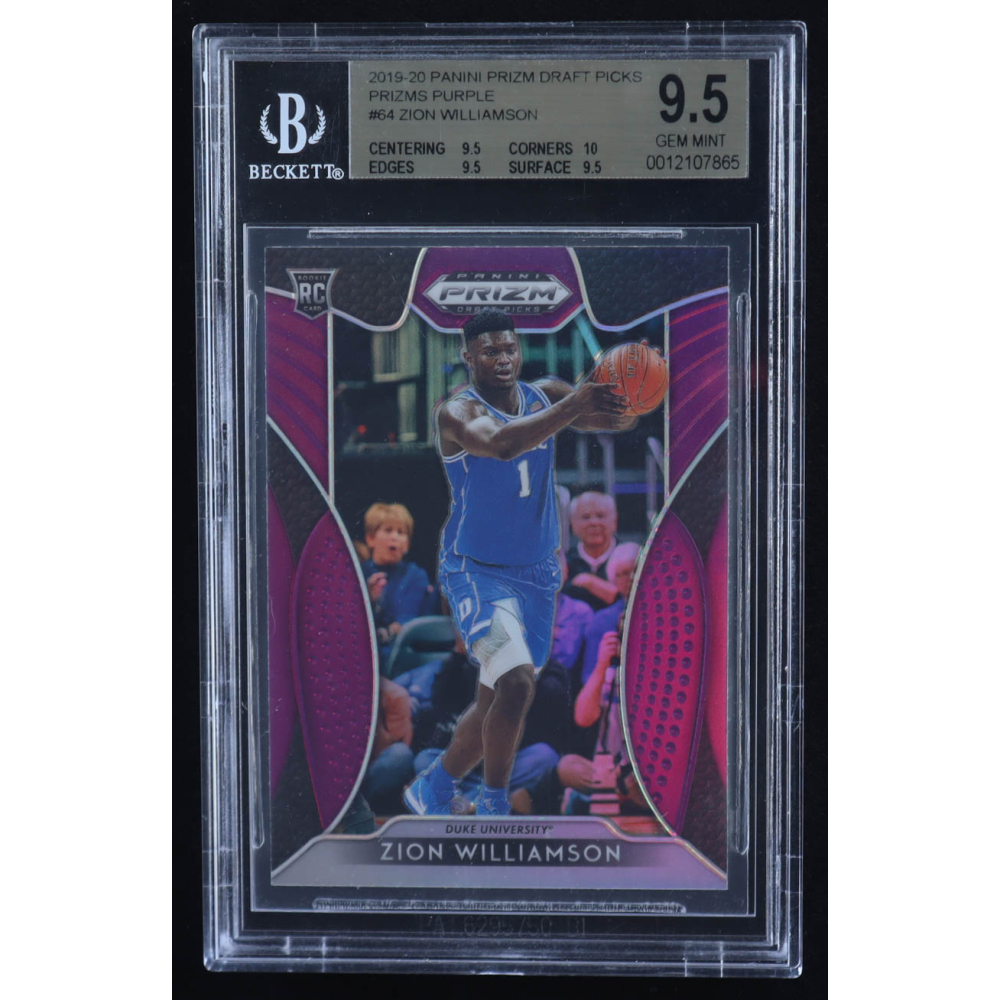 Zion Williamson 2019 Panini Prizm Draft Picks Prizms Purple #64 RC (BGS 9.5) at PristineAuction.com