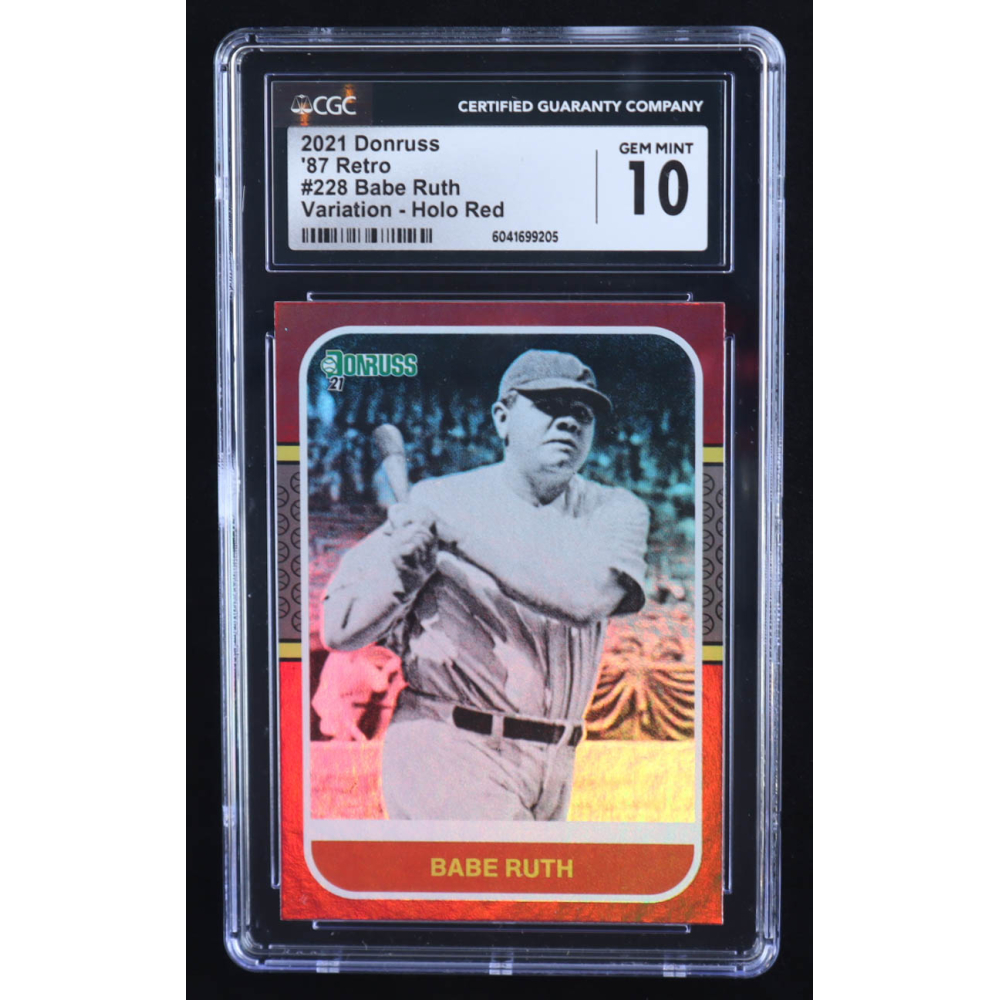 Babe Ruth 2021 Donruss '87 Retro Variation Holo Red #228 (CGC 10) at PristineAuction.com