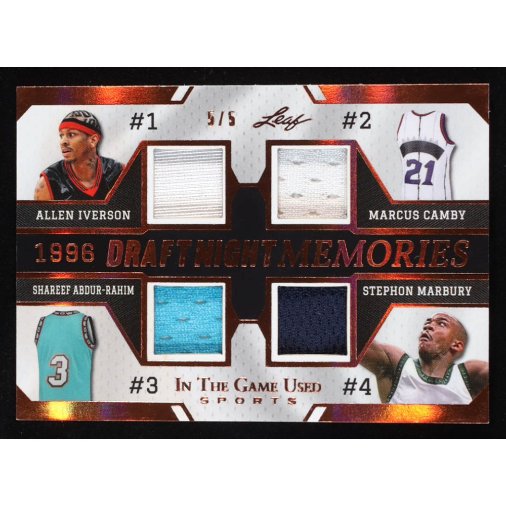 Allen Iverson / Marcus Camby / Shareef Abdur-Rahim / Stephon Marbury 2024 Leaf ITG Used Sports 1996 Draft Night Memories Bronze #DNM8 #5/5 at PristineAuction.com