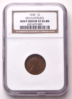 Mint Error 1945 Lincoln Cent Broadstruck (NGC XF45 BN) at PristineAuction.com