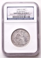 1859-O Seated Liberty Silver Half Dollar Shipwreck S.S. Republic (NGC Certified) at PristineAuction.com