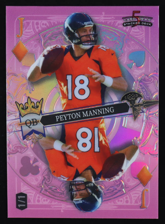 Peyton Manning 2024 Wild Card 5 Card Draw Stacked Deck Jack of Diamonds Pink Holo #SDPDPMN #1/1 at PristineAuction.com Peyton Manning 2024 Wild Card 5 Card Draw Stacked Deck Jack of Diamonds Pink Holo #SDPDPMN #1/1 at PristineAuction.com
