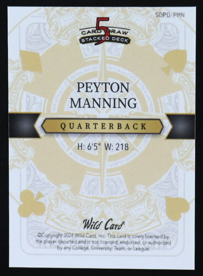 Peyton Manning 2024 Wild Card 5 Card Draw Stacked Deck Jack of Diamonds Pink Holo #SDPDPMN #1/1 at PristineAuction.com Peyton Manning 2024 Wild Card 5 Card Draw Stacked Deck Jack of Diamonds Pink Holo #SDPDPMN #1/1 at PristineAuction.com