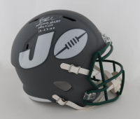 Vinny Testaverde Signed Jets Full-Size Slate Alternate Speed Helmet Inscribed "Monday Night Miracle" & "10-23-80" (Radtke) at PristineAuction.com