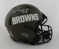 Joe Thomas Signed Browns Full-Size Salute To Service Alternate Speed Helmet (Schwartz) at PristineAuction.com