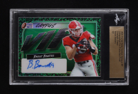 Brock Bowers 2023 Pro Set Metal Football Campus VIP Autographed Pre-Production Proof Prismatic Green #NN #1/1 #1/1 (Leaf) at PristineAuction.com