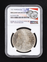 1921 Morgan Silver Dollar - American Flag Label (NGC BRILLIANT UNCIRCULATED) at PristineAuction.com