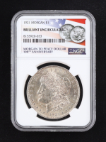 1921 Morgan Silver Dollar - American Flag Label (NGC BRILLIANT UNCIRCULATED) at PristineAuction.com