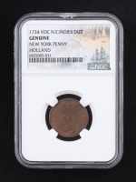1734 "New York Penny" - VOC N.E. Indies Duit (NGC GENUINE) at PristineAuction.com