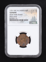 1751 "New York Penny" - VOC N.E. Indies Duit (NGC GENUINE) at PristineAuction.com