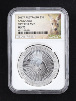 2017-P Australia $1 "Kangaroo" First Releases Silver Coin (NGC MS70) at PristineAuction.com