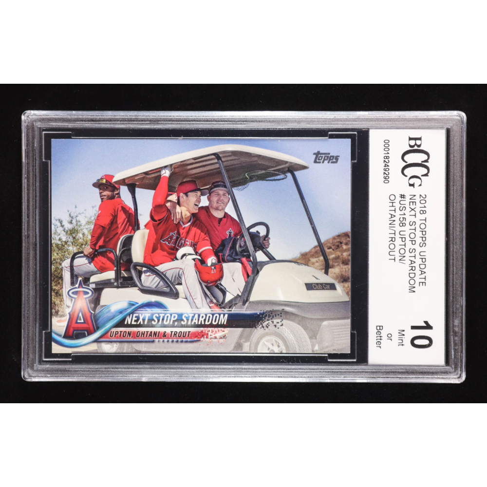 Shohei Ohtani RC / Mike Trout / Justin Upton 2018 Topps Update #US158 / Next Stop, Stardom (BCCG 10) at PristineAuction.com