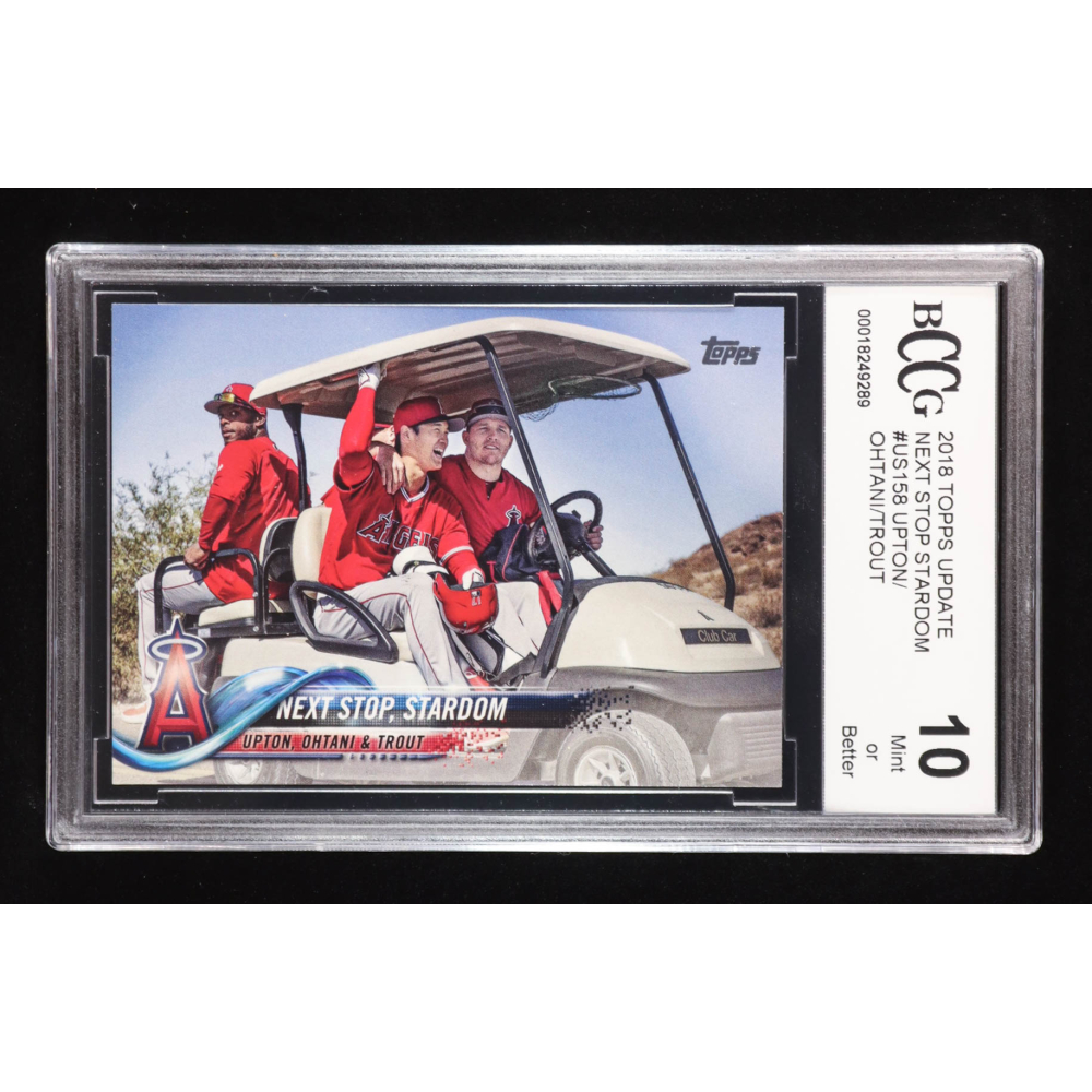 Shohei Ohtani RC / Mike Trout / Justin Upton 2018 Topps Update #US158 / Next Stop, Stardom (BCCG 10) at PristineAuction.com