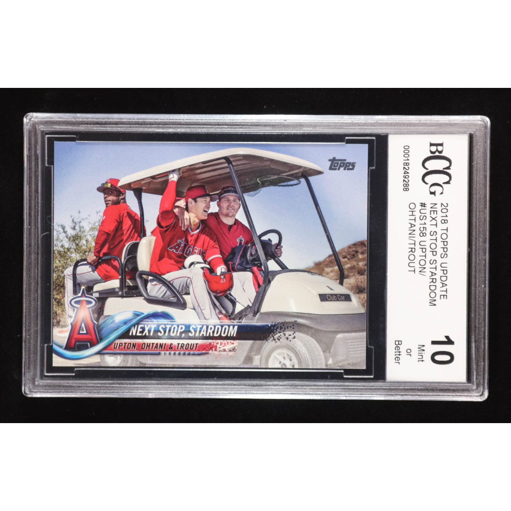Shohei Ohtani RC / Mike Trout / Justin Upton 2018 Topps Update #US158 / Next Stop, Stardom (BCCG 10) at PristineAuction.com