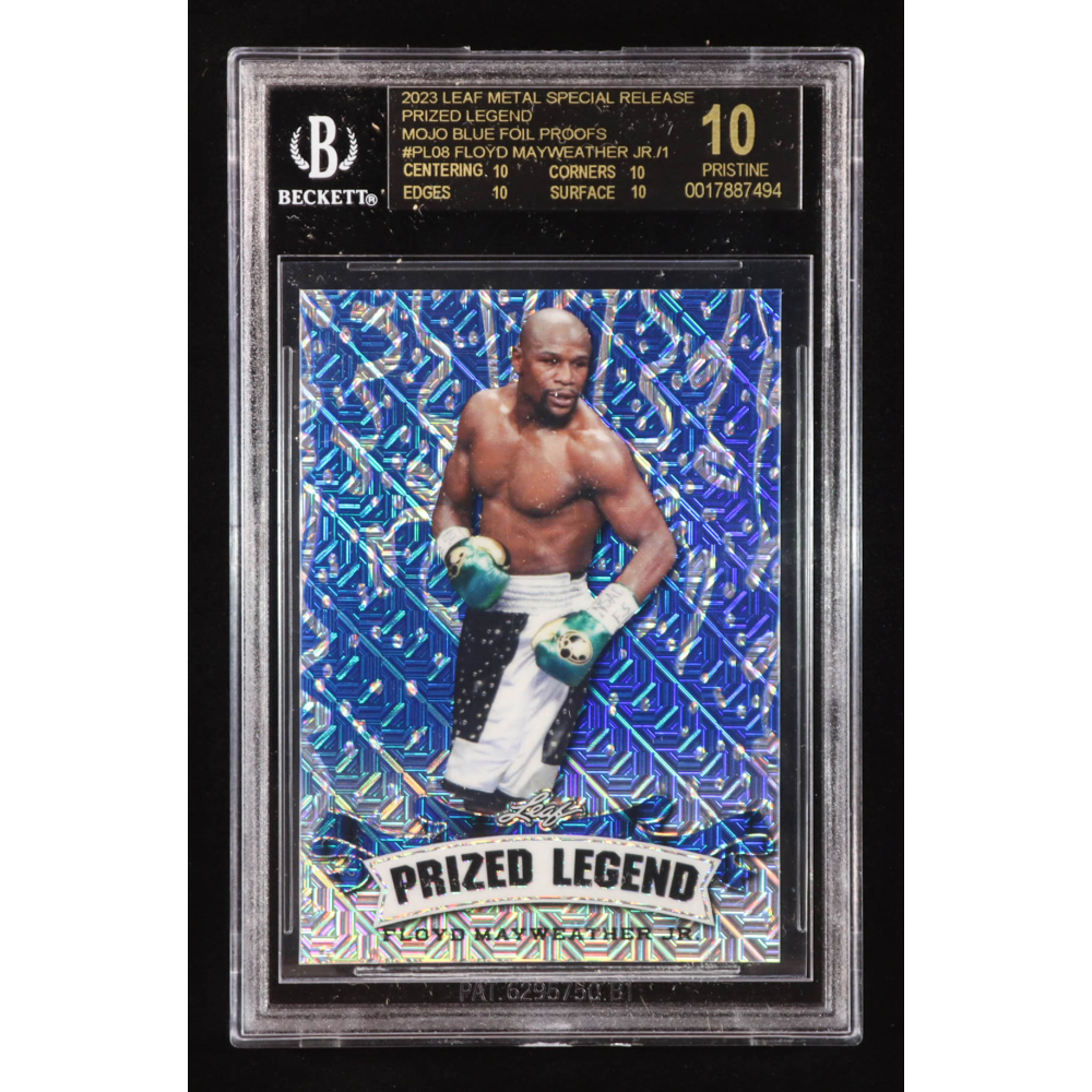 Floyd Mayweather Jr. 2023 Leaf Metal Special Release Prized Legend Mojo Blue Foil Proofs #PL08 #1/1 (BGS 10 | Pristine Black Label) at PristineAuction.com