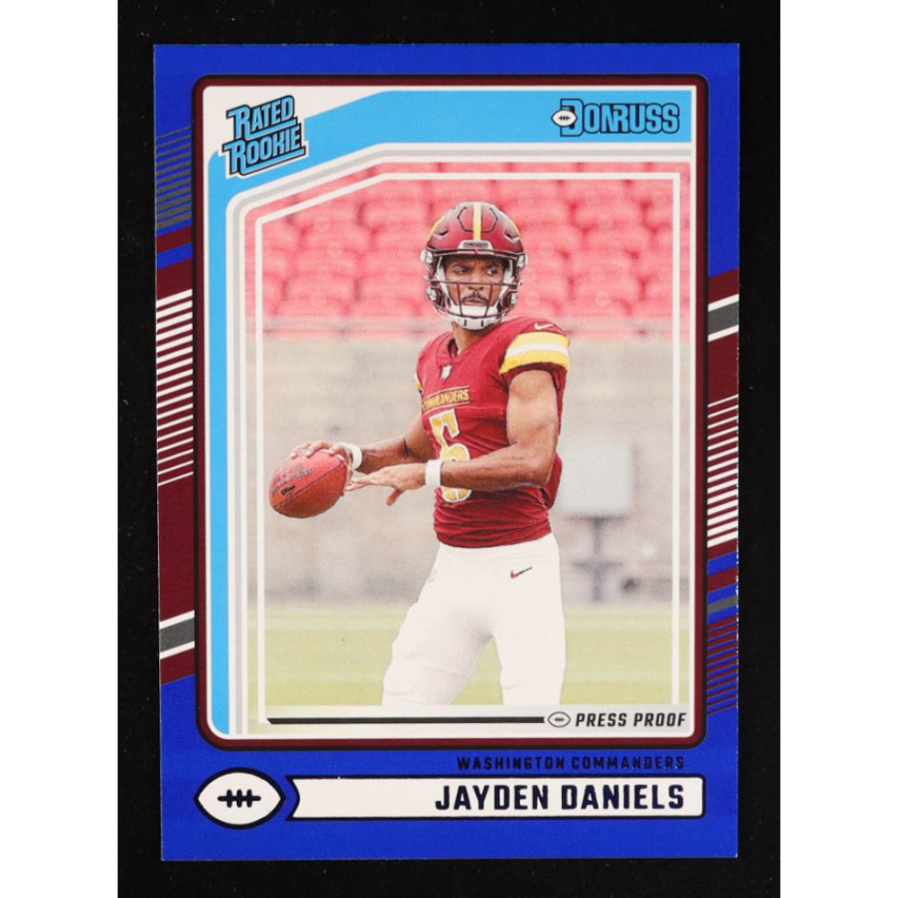 Jayden Daniels 2024 Donruss Press Proof Blue #389 RR RC at PristineAuction.com