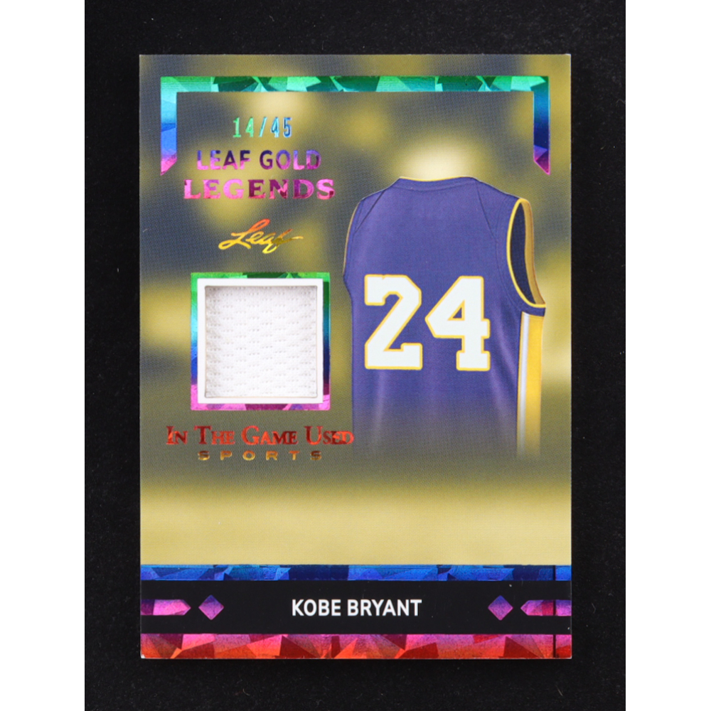 Kobe Bryant 2024 Leaf In The Game Used Sports Leaf Gold Legends Game-Used Memorabilia Rainbow Crystal #LGL-11 #14/45 at PristineAuction.com
