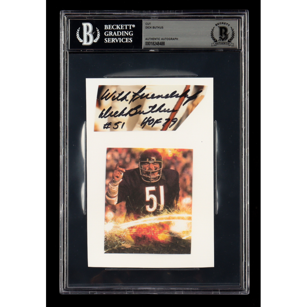 Dick Butkus Signed Bears Cut Collage Inscribed "HOF 79" & "With Sincerity" (BGS) at PristineAuction.com