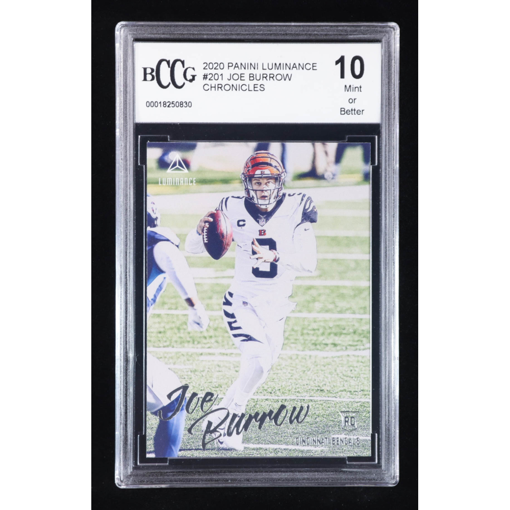 Joe Burrow 2020 Panini Luminance #201 RC / CHRONICLES (BCCG 10) at PristineAuction.com
