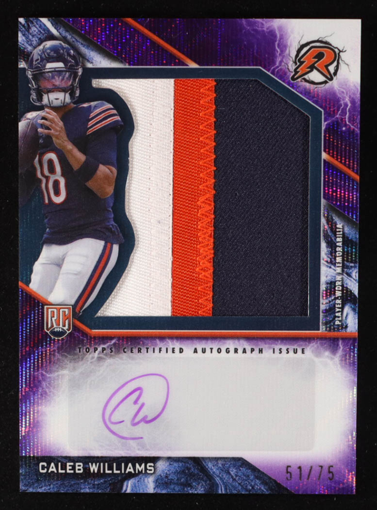 Caleb Williams 2024 Topps Resurgence Resurgence Rookie Patch Autographs Purple Surge #RPACW RC #51/75
