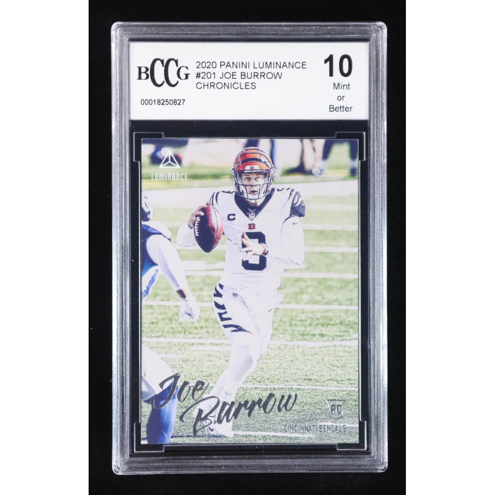 Joe Burrow 2020 Panini Luminance #201 RC / CHRONICLES (BCCG 10) at PristineAuction.com